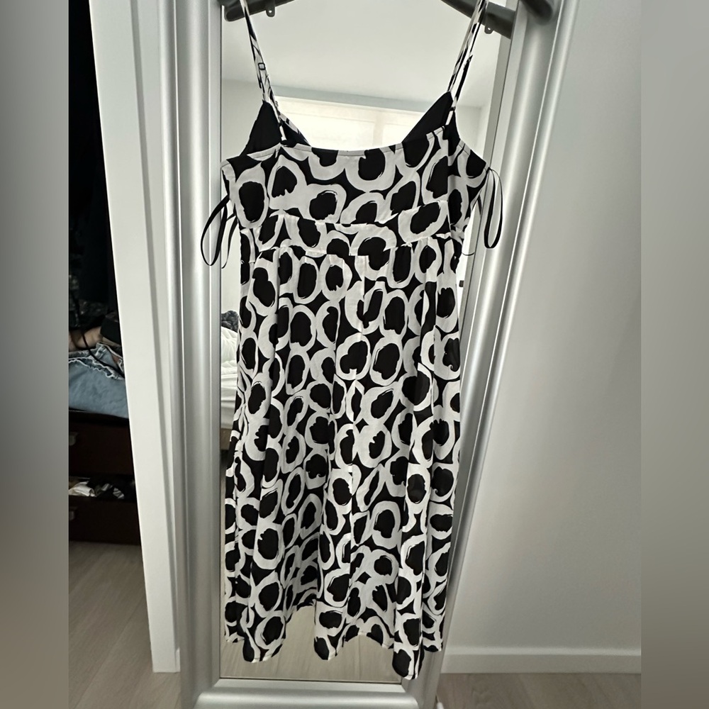 Black & White Patterned Spaghetti-Strap Dress